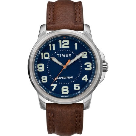 Timex Men&#39;s Expedition&reg; Metal Field Watch - Blue Dial/Brown St TW4B16000JV